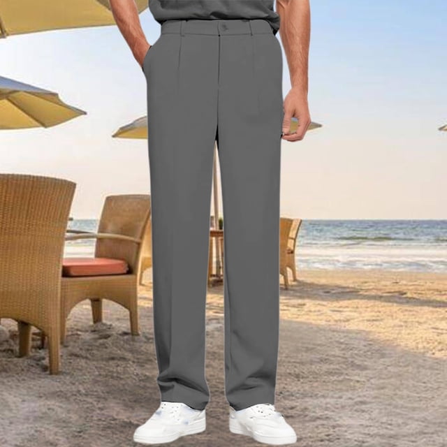 Pantalon Décontracté pour Hommes Coupe Ajustée Extensible Confortable Pantalon Habillé Léger Tenue Formelle d'Affaires Jambe Droite Classique Polyvalent pour Loisirs Quotidiens