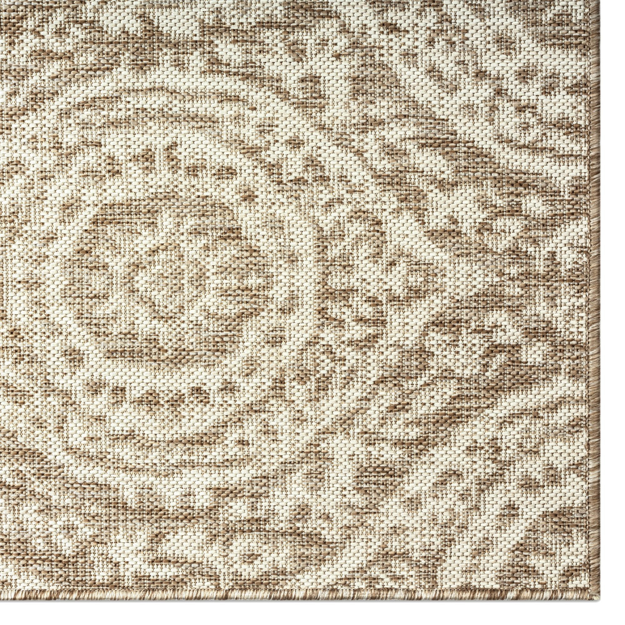 Nicole Miller New York Patio Country Zoe Moroccan Damask Indoor/Outdoor Area Rug, Taupe/Ivory , 7'9"x10'2"