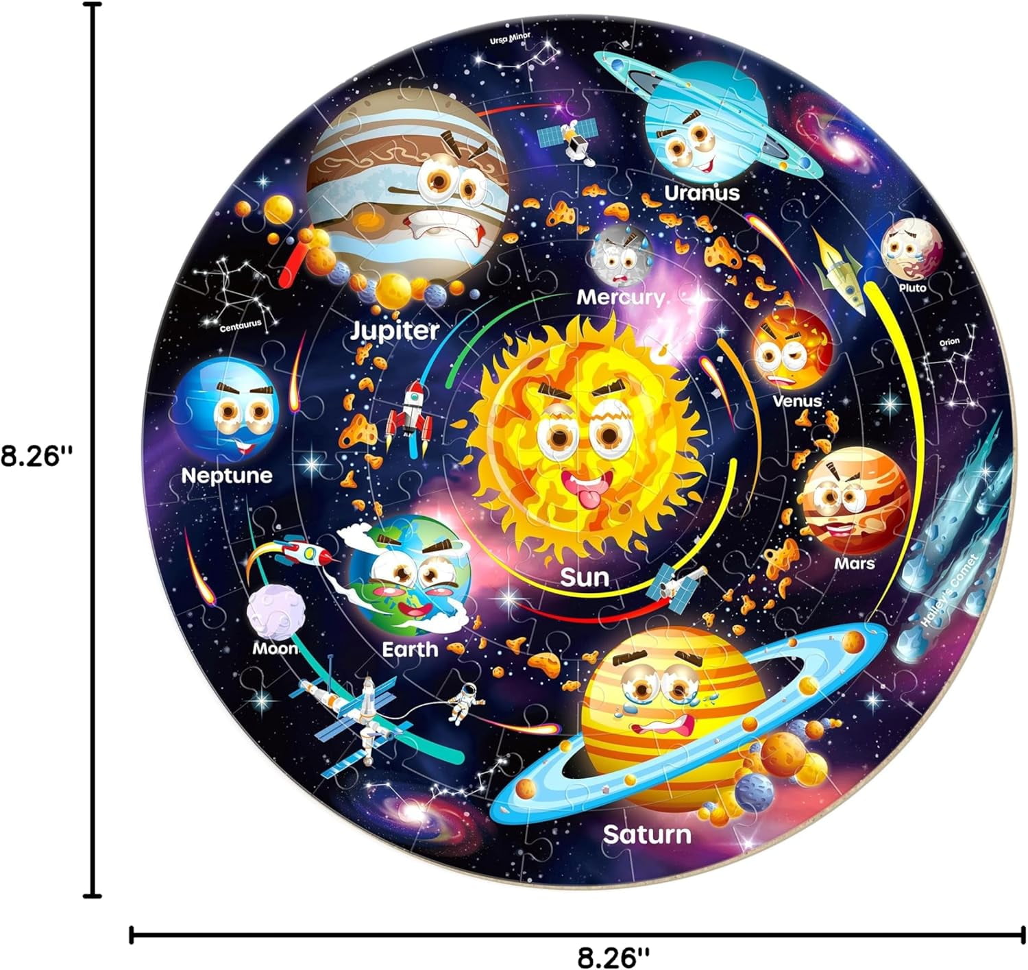 SYNARRY Solar System Floor Puzzle for Kids Age 3-8, 70-Piece Large Wooden Jigsaw Puzzle Set, FSC Certified Educational Puzzles