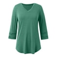 thumbnail image 4 of Razzly Women's T-Shirts Loose V Neck Blouse Three Quarter Sleeve Casual Top for Daily Wear Comfortable and Breathable Style(Green,3XL), 4 of 5