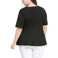 thumbnail image 4 of Agnes Orinda Women's Plus Size Summer Solid Short Sleeve Knot Waist Peplum Top, 4 of 7