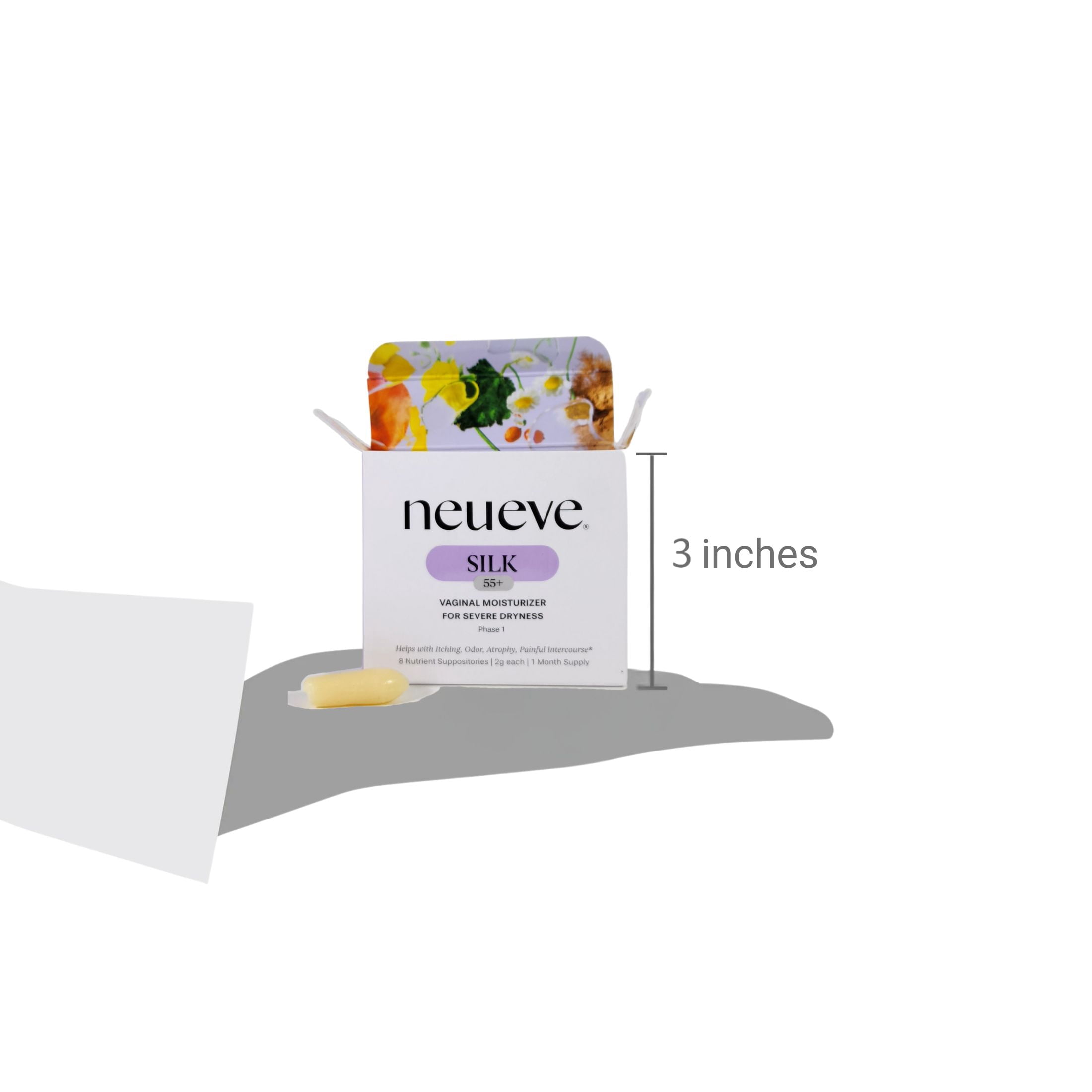 NeuEve Vaginal Suppositories for Women Ages 55–70 – Silk Formula for Dryness & Odor Relief, 8 Count