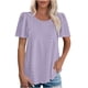 thumbnail image 2 of Tops para mujer,Camiseta de color liso para mujer, cuello redondo, manga corta, mezcla de algodón suave, transpirable, informal, para uso diario, sopatenor, 2 of 8