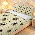 thumbnail image 3 of Erosebridal Cute Bug Bee Zipper Queen Comforter Set with Fitted Sheet and 2 Pillowcases,Cartoon Line Art Zipper Bedding Set,Beige Black,Reversible,4pcs, 3 of 8