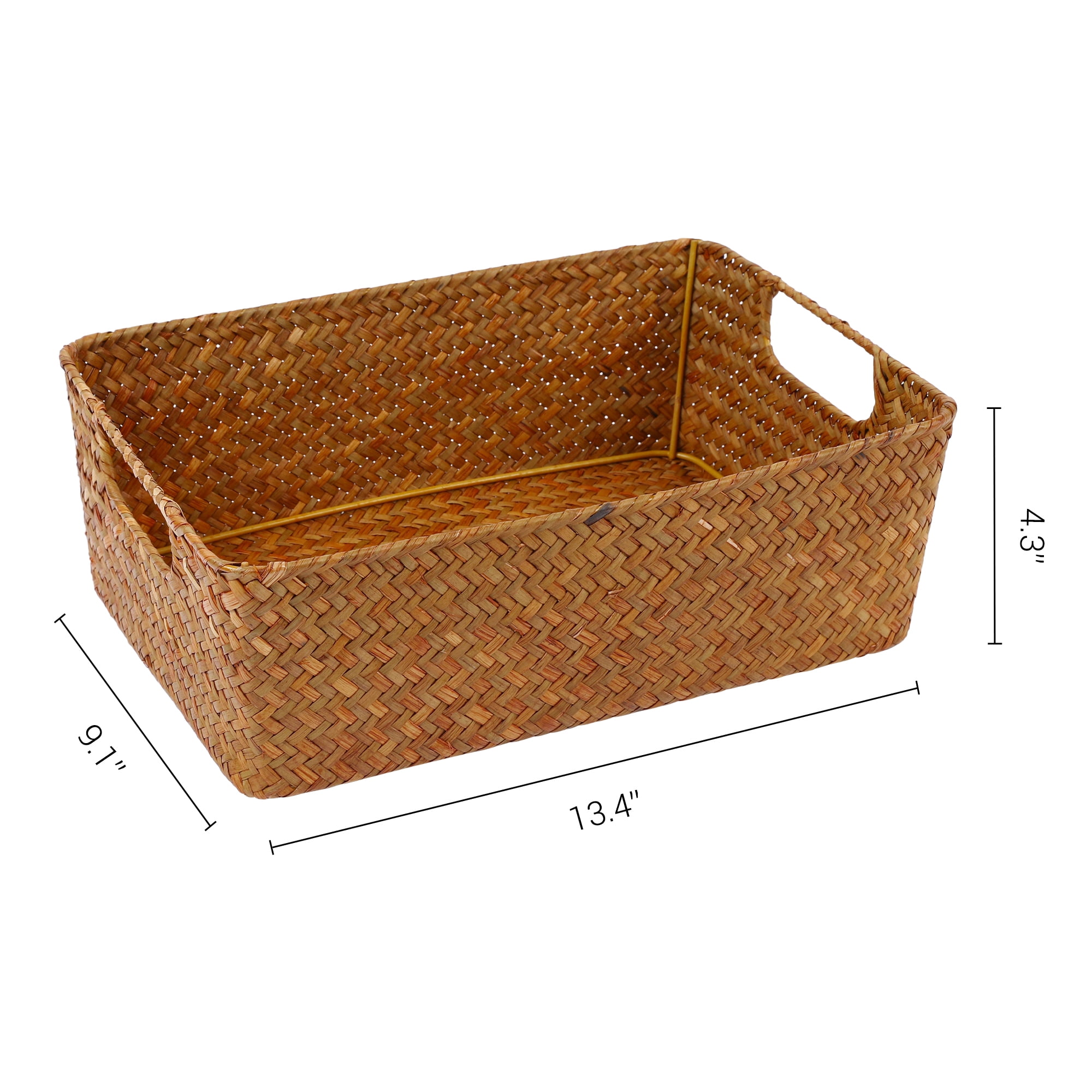 Unique Bargains 1 Pack Wicker Basket for Organizing and Storage Brown 13.4*9.1*4.3in