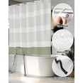 thumbnail image 5 of Split Shower Curtain for Transfer Bench, Sage Green Stripe Fabric Shower Curtains for Bathroom, Modern Rustic Horizontal Green Striped Tub Sliding Transfer Bench Waterproof Bath Curtains 72"x78", 5 of 9