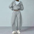 thumbnail image 2 of YUGYXL Women's Fall Outfits Solid 2 Piece Outfits Fleece Zip Up Hoodie Matching Drawstring Joggers Tracksuit Sets with Pockets Gray XL, 2 of 6