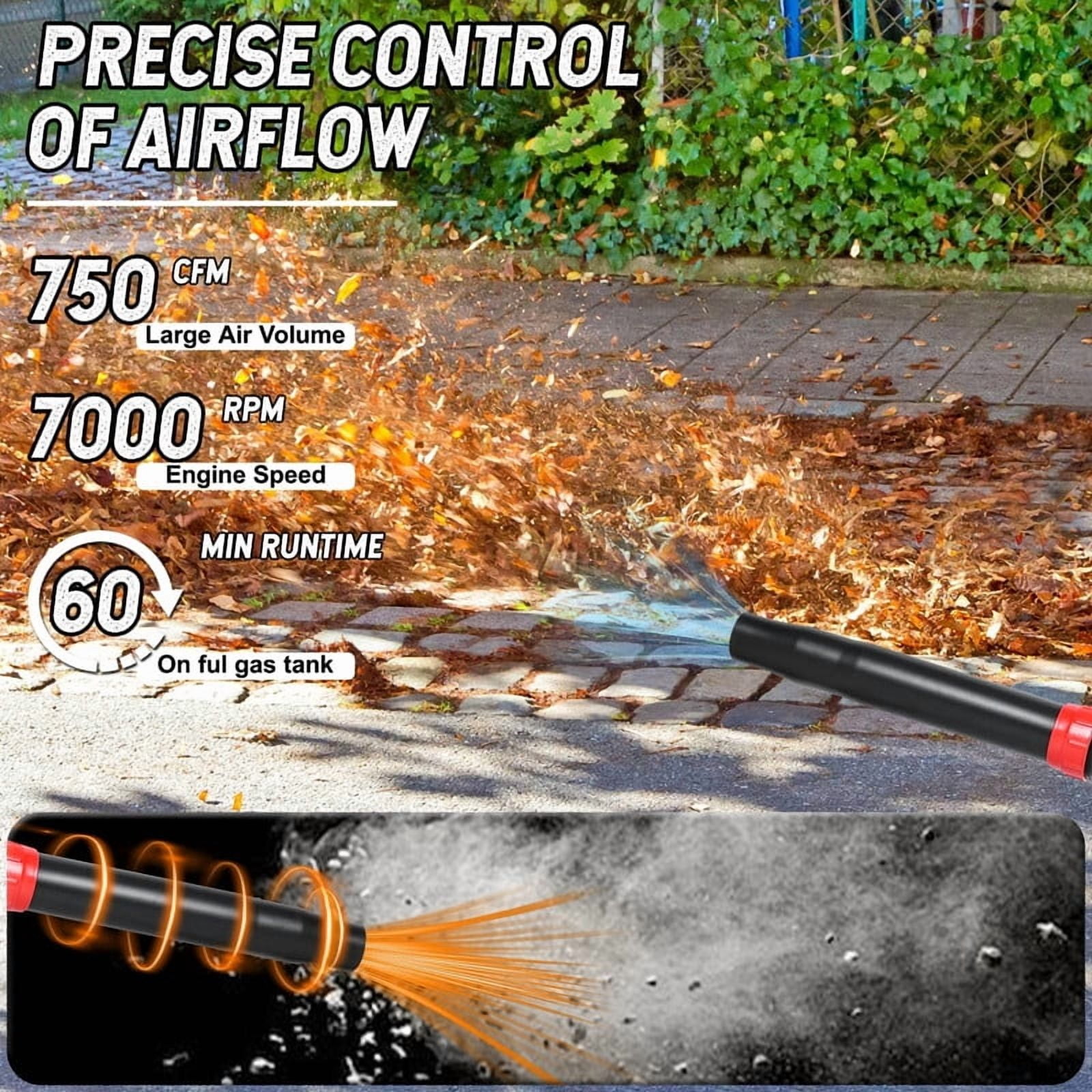 75.6CC Backpack Leaf Blower – Gas Powered 5HP 4-Cycle 900CFM 210MPH High Airflow, Ergonomic Design, Low Vibration, and Cruise Control, Leaf Blower for Lawn Care