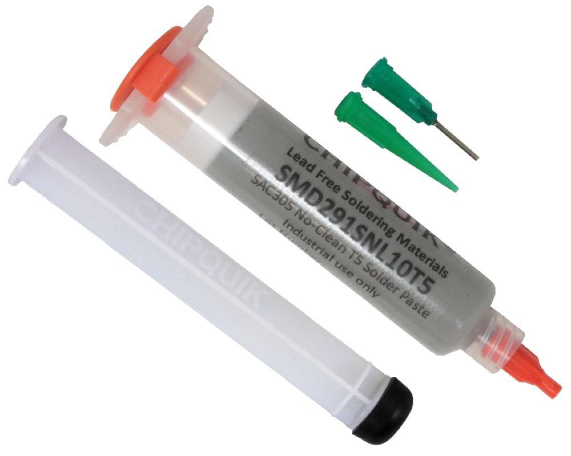 CHIP QUIK NoClean LeadFree Solder Paste Syringe with Plunger & Tip