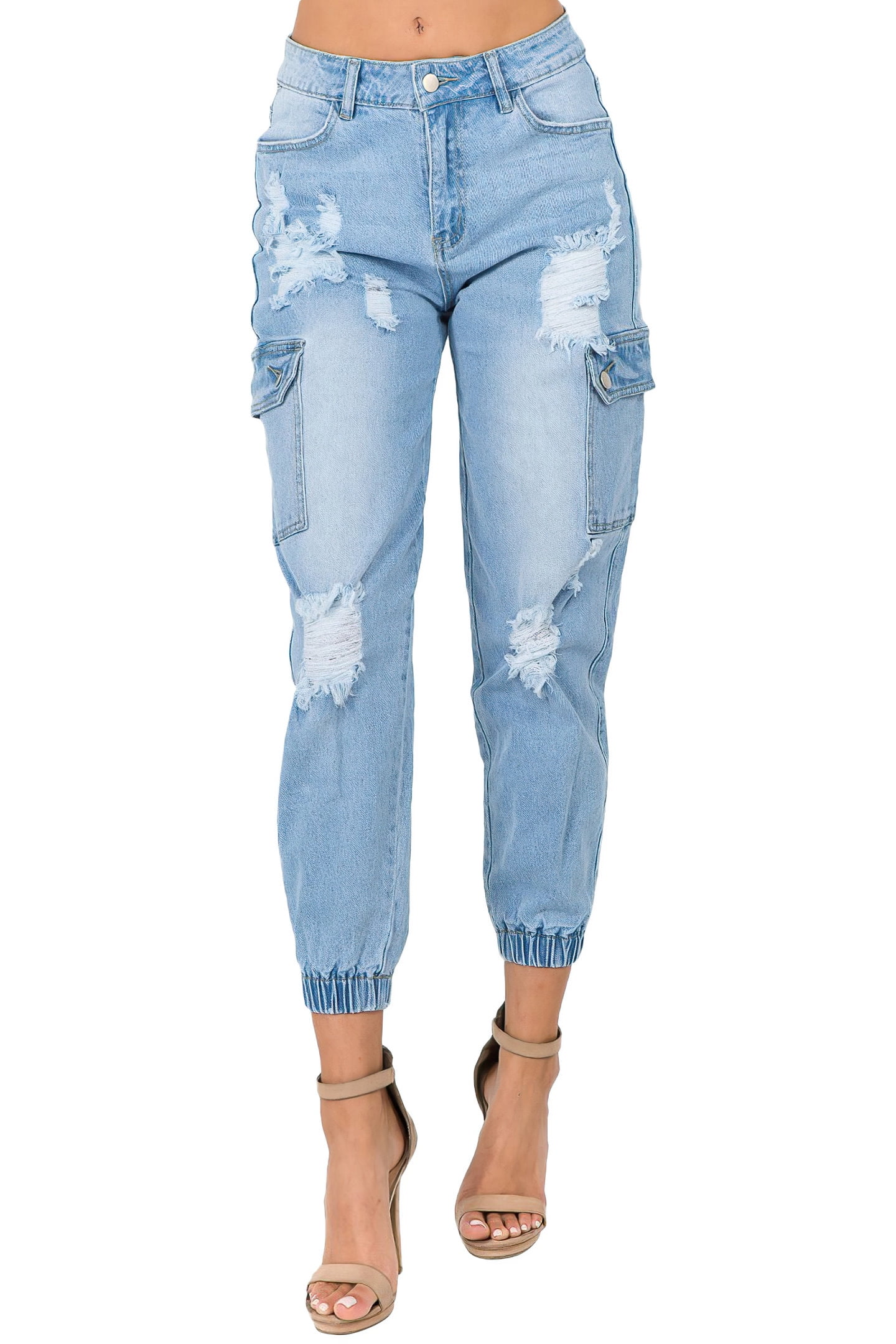 ripped denim joggers womens