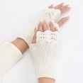 thumbnail image 6 of Xfvqtps Fingerless Gloves for Womens Lace Hollow Out Thumb Hole Medium Length Arm Warmer Knitting Crochet Solid Color Fashion Thermal Warm Winter Mittens White, 6 of 8