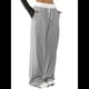 thumbnail image 2 of Pantalones Deportivos Anchos con Cintura de Contraste de Color y Hebilla de Cordón para Mujer. Gris S, 2 of 8