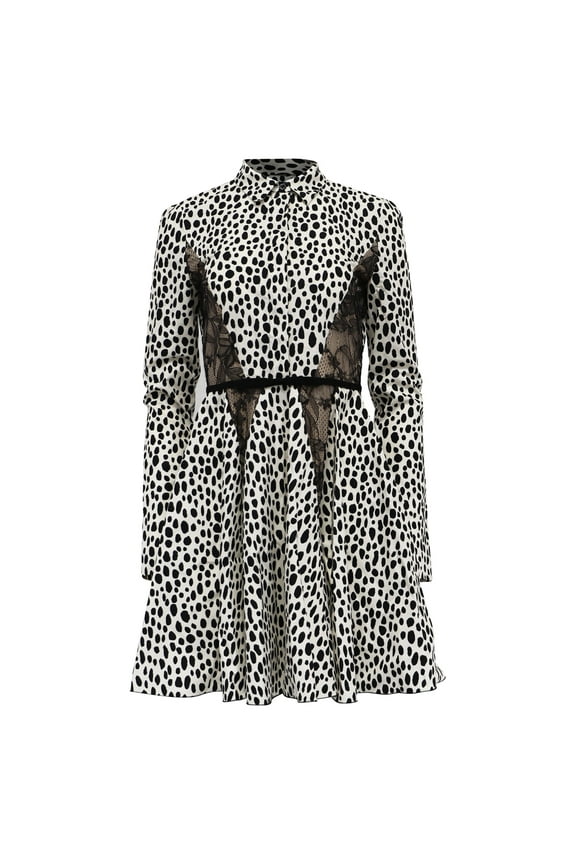 Pre-Owned Giambattista Valli Polka Dot Mini Dress in White and Black Cotton