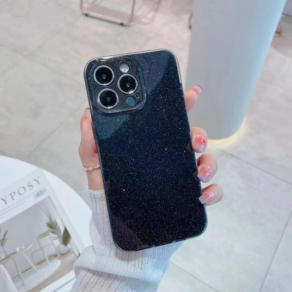 Case for iPhone 13 Glitter, Shiny Bling Sparkle Cover for Women, Soft TPU Slim Fit Shockproof Protective Phone Cases Compatible with iPhone 13(6.1 Inch)-Black Glitter