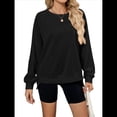 thumbnail image 2 of Sudadera Informal de Cuello Redondo para Mujer, Holgada, Suave y de Larga Negro XXL, 2 of 9