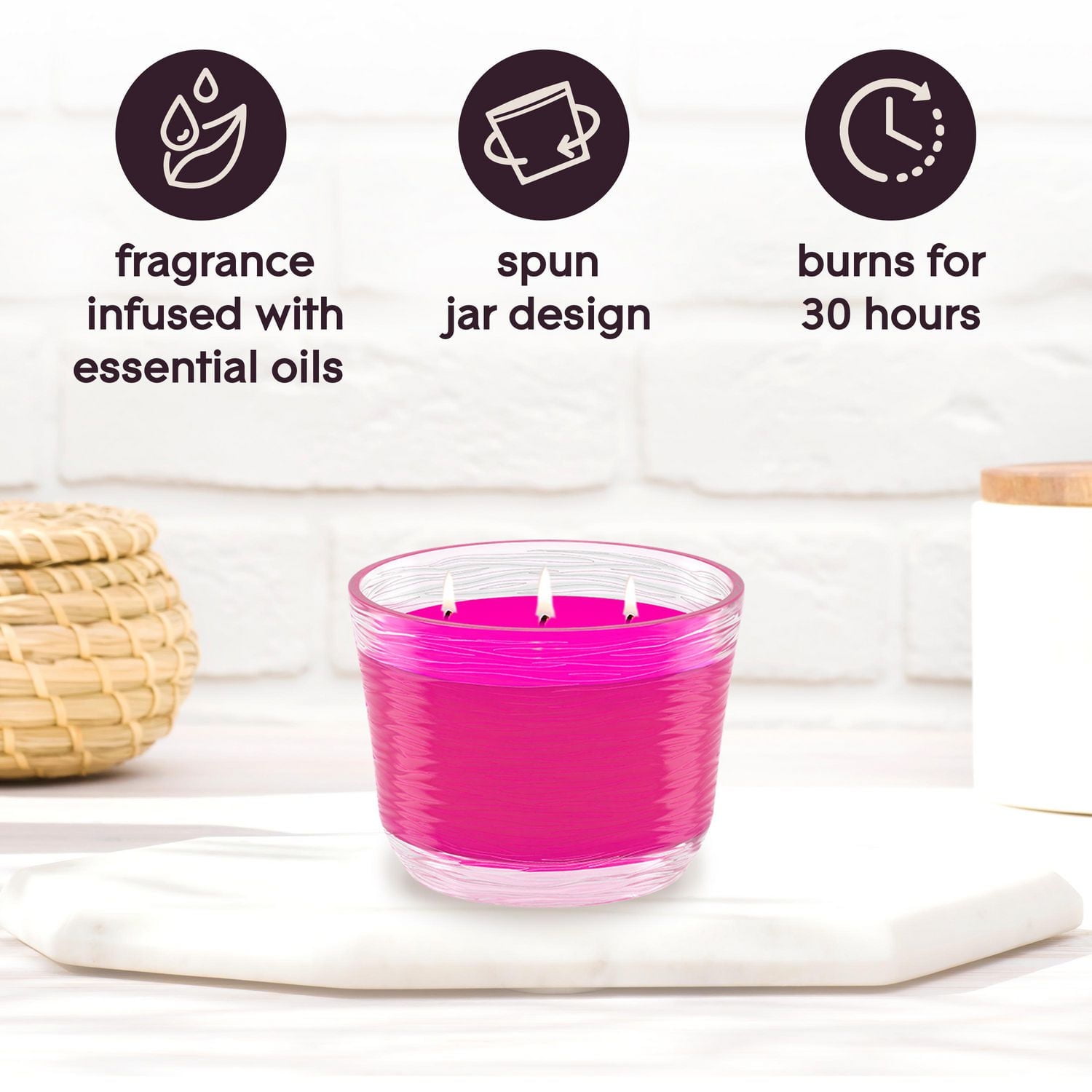 Glade® Scented Candle Air Freshener, Exotic Tropical Blossoms, 3-Wick Candle