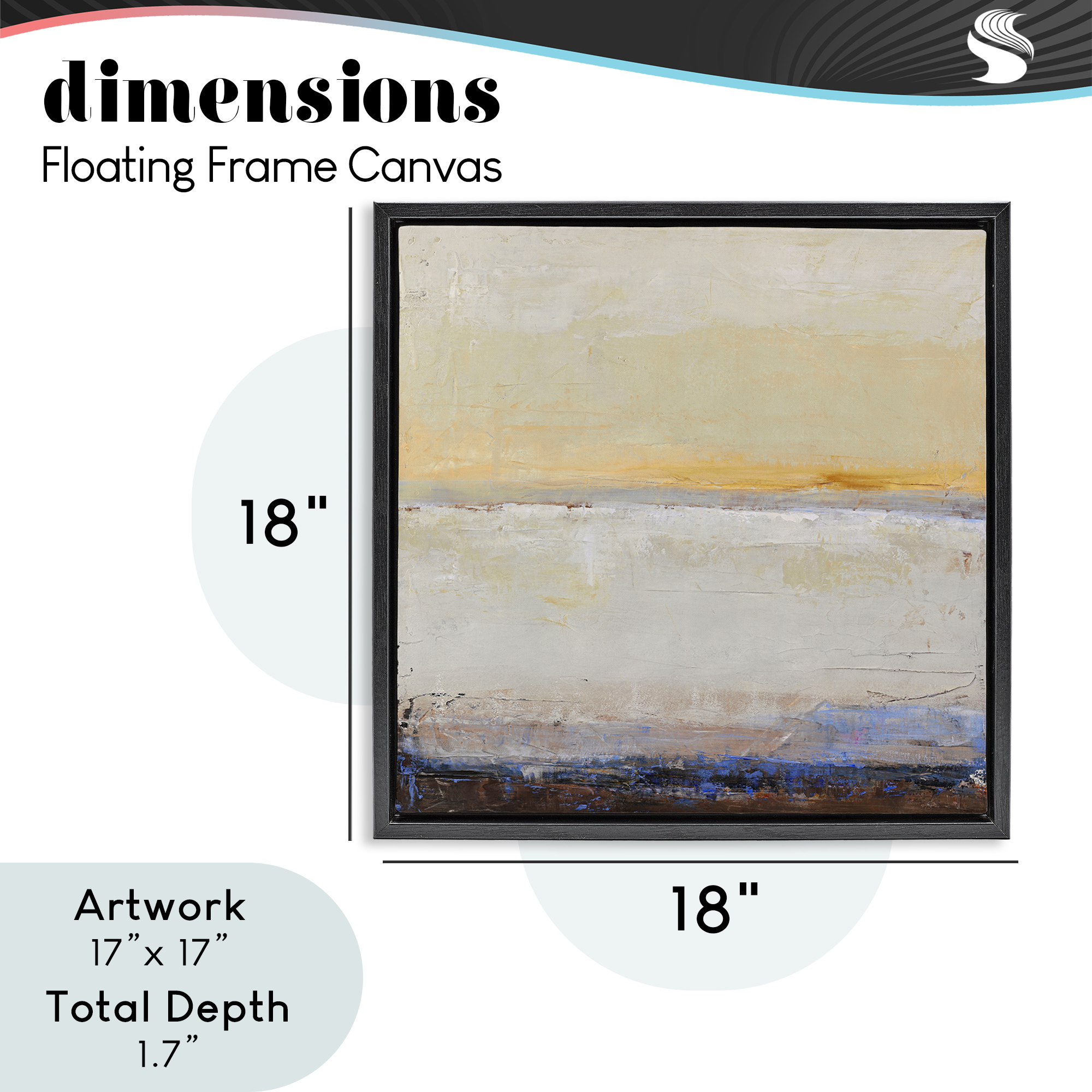 Sweeping Subtle Horizon Black Framed Floater Canvas Wall Art, design by Design Fabrikken