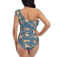 thumbnail image 6 of Yiaed French Bulldog Yoga Print Women One Piece Swimsuits Tummy Control One Shoulder Bathing Suits Pattern Ruffle Swimwear-Small, 6 of 8