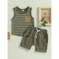 Bangyeer Toddler Baby Boy Shorts Set Sleeveless Striped Print Tank Tops