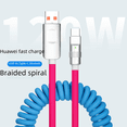 thumbnail image 1 of Cable de carga para máquina de carga rápida de metal de 120 W para el cliente, cable de datos telescópico con resorte PD tipo C de Huawei y Apple, 1 of 1