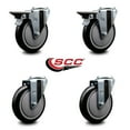 thumbnail image 2 of 5 Inch Black Poly Wheel Swivel Bolt Hole Caster Set with 2 Posi Lock Brakes SCC, 2 of 2