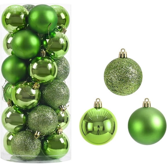Christmas Ball Ornaments, 24 PCS Christmas Tree Baubles Set with Hand Painted Designs - Indoor, Home, Party Festive Decor