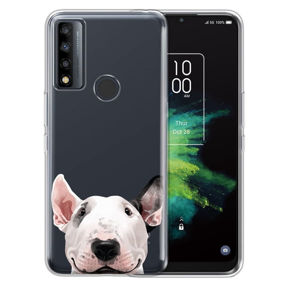 WIRESTER Transparent Soft Gel TPU Clear Case Slim Protective Cover for TCL 20 XE 6.52" 2021, Animal Bull Terrier Dog