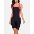 thumbnail image 5 of Women One Piece Printed Swimsuit Sports Racerback Athletic Training Swimwear Color Block, 5 of 7
