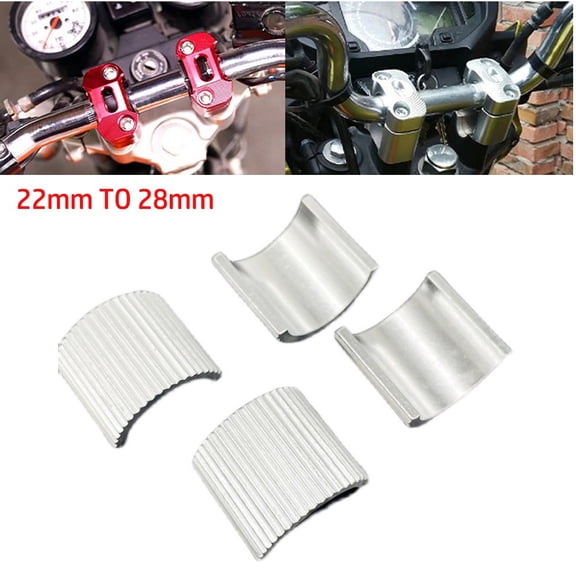 4x 22mm 7/8"- 28mm 1-1/8" Handlebar Mount Riser Clamp Conversion Shim Motorcycle