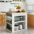 thumbnail image 3 of Gymax Kitchen Island w/Storage Rubber Wood Countertop 2-Door Cabinet Drawer Sideboard, 3 of 10
