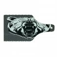 thumbnail image 1 of Bear Cutting Board, Aggressive Animal with Dangerous Expression Scary Roaring Mammal on Zigzag Pattern, Tempered Glass Cutting and Serving Board, Wine Bottle Shape, Black White, by Ambesonne, 1 of 1