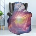 thumbnail image 4 of Sun Soft Flannel Fleece Throw Blanket, Surreal Sky with Fluffy Clouds Dreamy Horizon Tranquility Panorama, Cozy Plush for Indoor and Outdoor Use, 70" x 90", Baby Pink Pale Blue, by Ambesonne, 4 of 5
