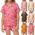 thumbnail image 4 of WRTFVZA Kids Silk Pajamas Girls Size 10-11 Years Pink Toddler Baby Girls Summer Silk Pjs Feather Trim Short Sleeve Shirt Shorts Satin Pajama Set Pjs Sleepwear Nightgown, 4 of 4