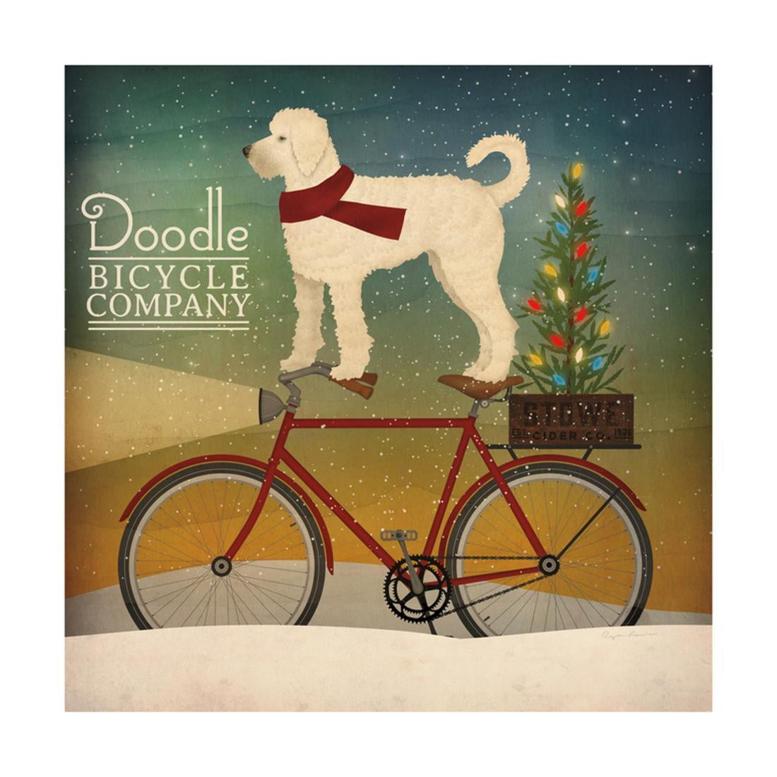 White Doodle On Bike Christmas Print Wall Art By Ryan Fowler Walmart Com Walmart Com