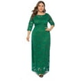 thumbnail image 5 of Brnmxoke Women's Plus Size Floral Lace Wedding Guest Maxi Dresses with Pockets Elegant Evening Cocktail Party Ball Gown Long Bridesmaid Flowy Dress Green,XXXXXL, 5 of 8
