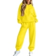 thumbnail image 3 of Trgacdwlo Fleece Lined Womens Sweatsuits 2 Piece Set Tracksuit Fuzzy Hoodie Jogger Pants Set Fall Winter Warm Plush Womens Matching Sweat Set Yellow XXL, 3 of 6