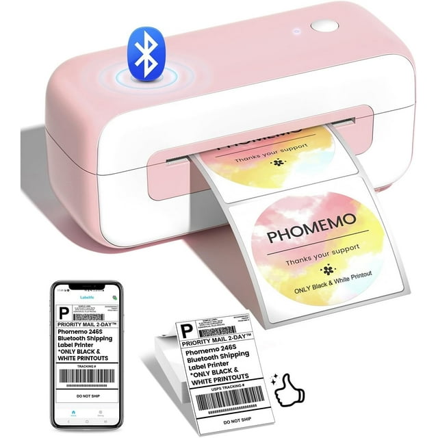 tooth Thermal Shipping Label Printer Upgrade x Desktop Thermal Label Printer for Shipping ages/Small /Office/Home for Ebay Shopify Etsy UPS FedEx Pink