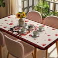 thumbnail image 3 of Valentine's Day Table Cloths for 5 Foot Rectangle Tables, Love Gnomes Bow Red and Black Plaid Beige Patio Waterproof Elastic Fitted Tablecloths, Washable Rectangular Table Cover for Camping, 3 of 8