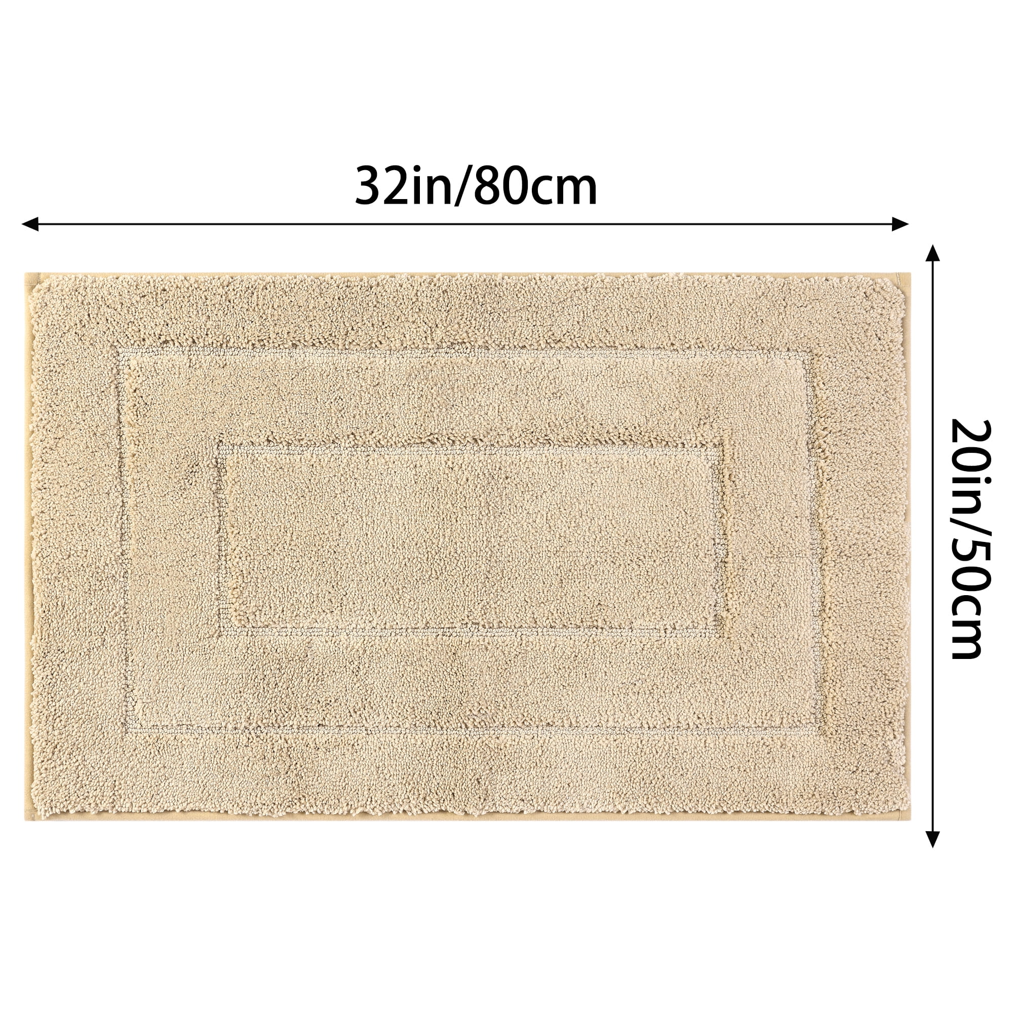 Unique Bargains Geometry Bathroom Rug Mat Soft Absorbent Non-Slip Comfortable Bath Rugs Khaki 20" x 32"