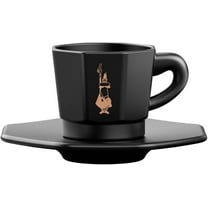 Bialetti Espresso Octagonal Cups 4-Set Matte Black and Rose Gold Decor, 75ml