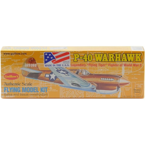 Guillows 501 1/30 P-40 Warhawk 16" Balsa Flying Model Kit