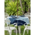 thumbnail image 4 of Outdoor Tablecloth with Umbrella Hole Zipper Navy Blue Aqua Stripe Round Tablecloth 60" Waterproof Outside Table Cloth Modern Art Horizontal Striped Patio Table Cover Tablecloths for Picnic Party, 4 of 8