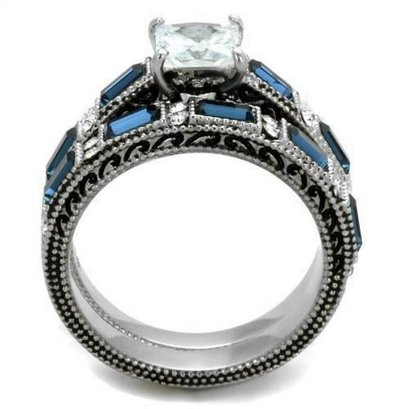 TK1829 - High polished (no plating) Stainless Steel Ring with AAA Grade CZ in Clear