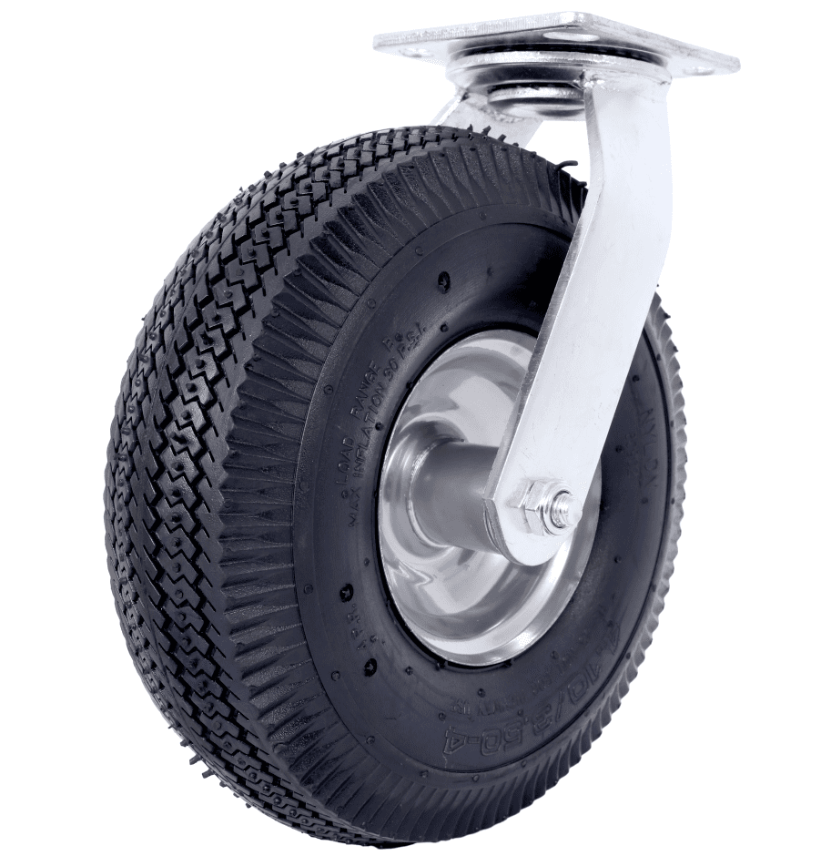 10" Pneumatic Swivel Caster Wheels with Ball Bearings, 5/8" Bore Axle, 2Pcs