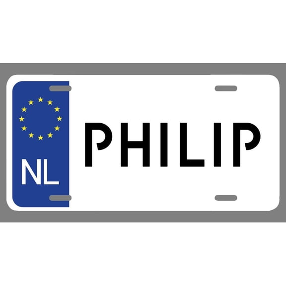 Philip Name Euro Style License Plate Tag Vanity Novelty Metal | UV Printed Metal | 6-Inches By 12-Inches | Car Truck RV Trailer Wall Shop Man Cave | NP1192