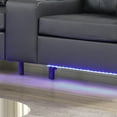 thumbnail image 2 of Lilola Home 85"W Black PVC Fabric Sofa with LED Lights, USB Charger, Storage Console, 2 of 9
