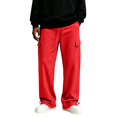 thumbnail image 3 of Nestiefly Men's Cargo Sweatpants Wide Leg Baggy Track Pants Elastic Waist Drawstring Trousers with Pockets Red XL, 3 of 8