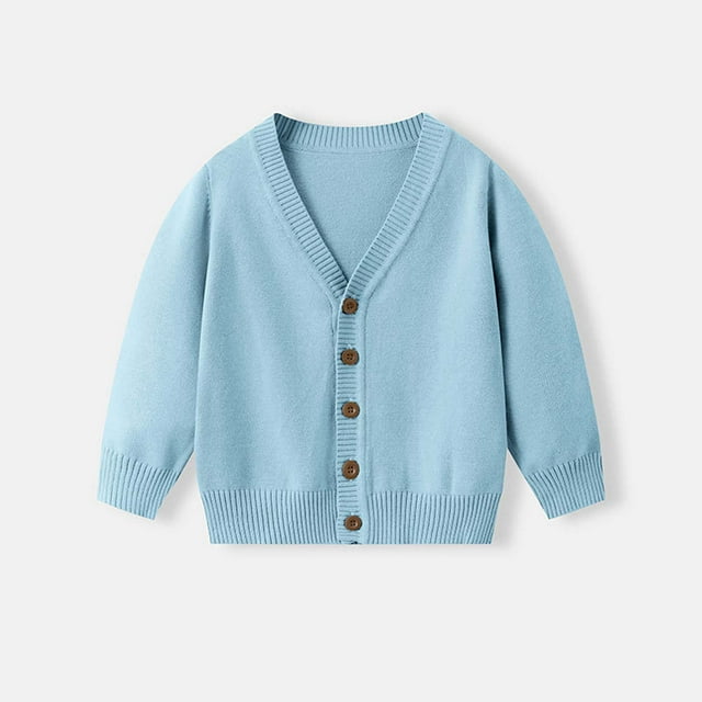 Cowsor Kids Cardigan Sweater Winter Warm V Neck Cotton Knit Sweaters Fall Fashion Long Sleeve Open Front Button Down Tops