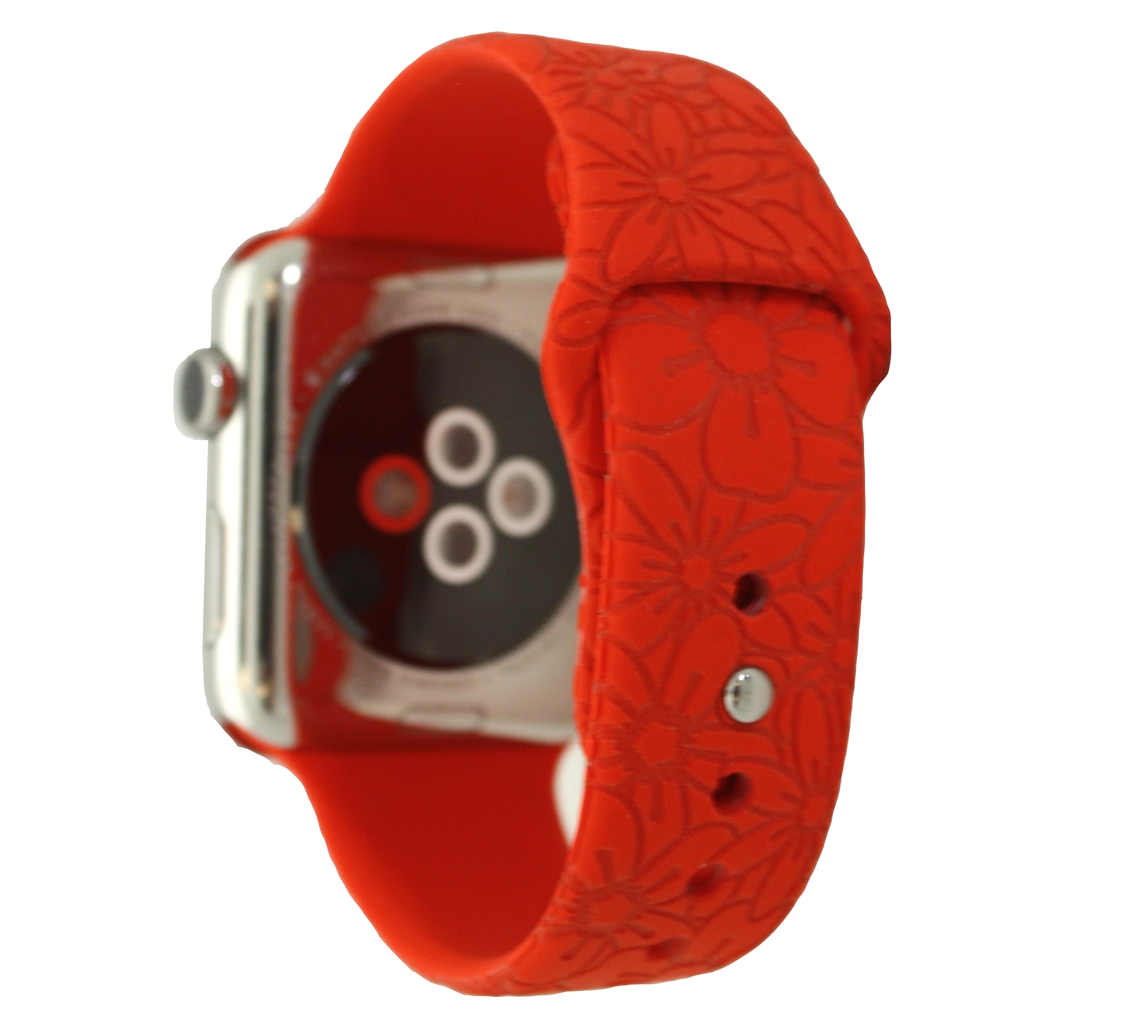 Olivia Pratt White Cheetah Engraved Silicone Apple Watch Band 38MM