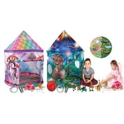 Homeries Dinosaur And Unicorn tent Set - Sturdy, Large Play Tent With Remote Control And Mystical LED Lights